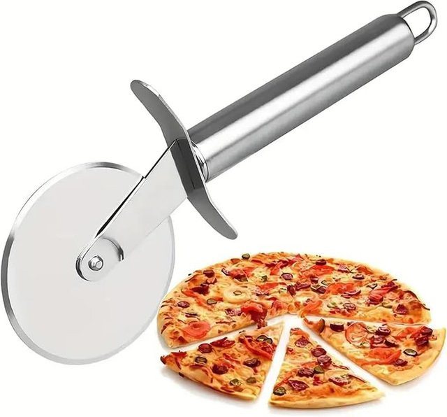Edelstahl Pizza Cutter Rad in Silber zum Schneiden von Teig, Waffeln und Gebäck - Bild 1