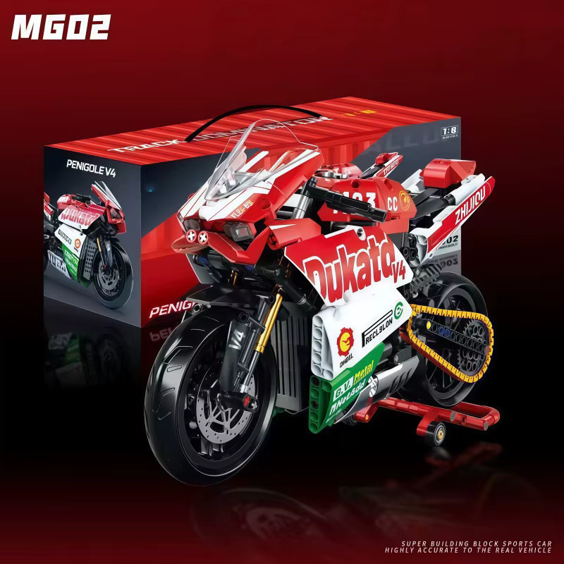 CACO BLOCKS Premium Red V4 Racing Motorrad-Bausteine, Rot - Bild 2