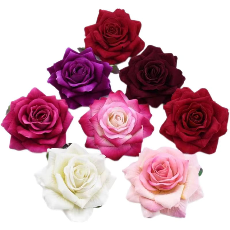 Künstliche Seidenrosen Köpfe für DIY Dekoration, Valentinstag und Hochzeit, 5 oder 10 Stück, Farben: Rot und Mehrfarbig - Bild 6