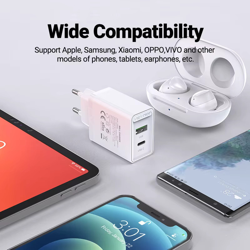 Vention 20 W Wandladegerät mit USB PD3.0 Schnellladung in Weiß - Bild 2