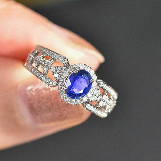 Huitan Ring Damen, Kupfer, blauer Zirkonia, Weiß - Bild 1