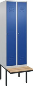 C+P Spind Classic PLUS Garderobenschrank mit Sitzbank, 2 Abteile, Zylinderschloss, 4 Garderobenhaken, B/T/H: 212,0 x 60,0 x 81,5 cm - Bild 1