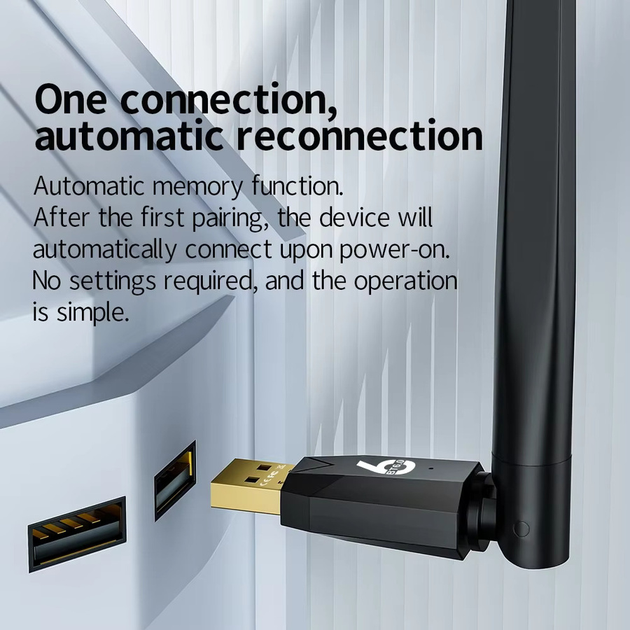 Kebidu Bluetooth 6.0 USB Adapter Dongle in Schwarz für Windows 11/10/8.1 zur Verbindung von Maus, Tastatur und Audio mit 200m Reichweite - Bild 3