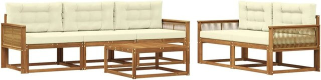 vidaXL Outdoor-Sofagarnitur aus Akazienholz mit Kissen in Beige und Natur - Bild 1