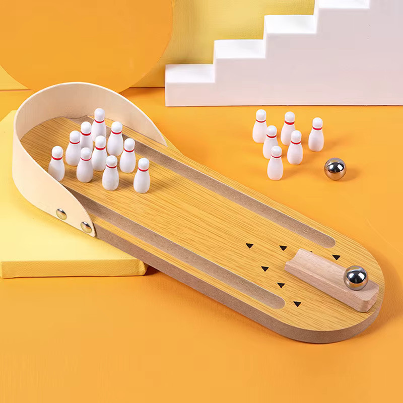Meade Tisch-Mini-Bowlingspielset, Holz, Bunt / Mehrfarbig - Bild 2
