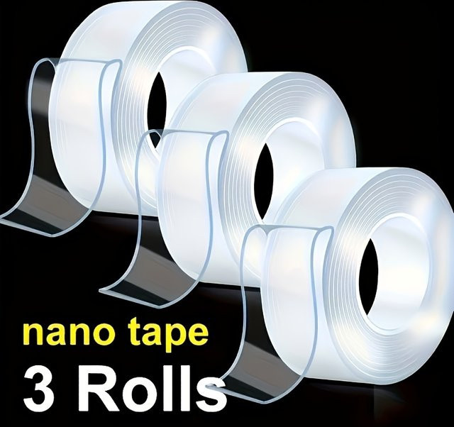 3M Nano-Klebeband Set, 3-teilig, doppelseitig und transparent, stark haftend, waschbar und rückstandsfrei - Bild 1