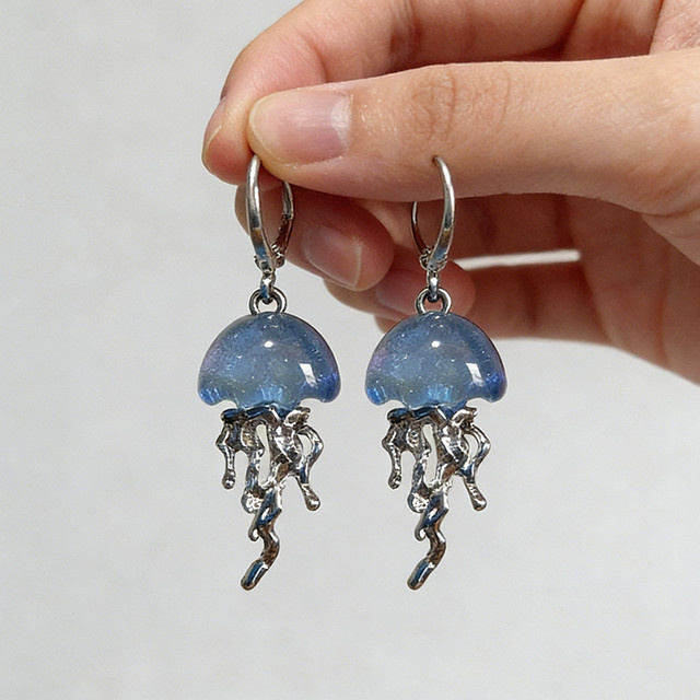 sharelucky Ohrringe, blaue Qualle, Silber, Damen, Vintage - Bild 1
