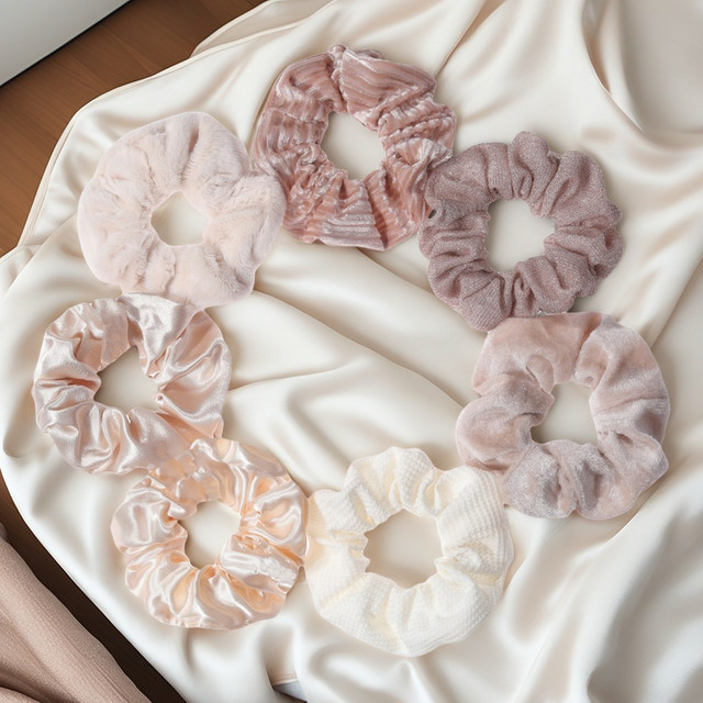 wendolce Haargummi-Set, 7-teilig, Plüsch, Blumenmuster, Damen, Mädchen - Bild 1