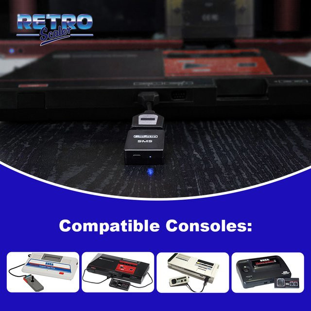 8Bitdo RetroScaler BlueRetro Wireless Game Controller Adapter für SMS Sega Master System zu PS3 PS4 PS5 via Bluetooth in Blau und Schwarz - Bild 1