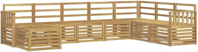 vidaXL Outdoor-Sofagarnitur 8-teilig aus Akazienholz in Weiß mit L-Form und Latten-Design, B/T/H: 306 x 187,5 x 73 cm - Bild 1