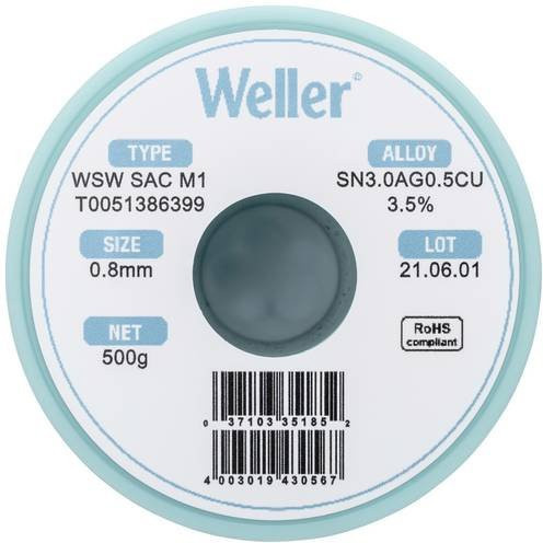 Weller WSW SAC M1 Lötzinn bleifrei Sn3,0Ag0,5Cu 0,8mm 500g - Bild 1
