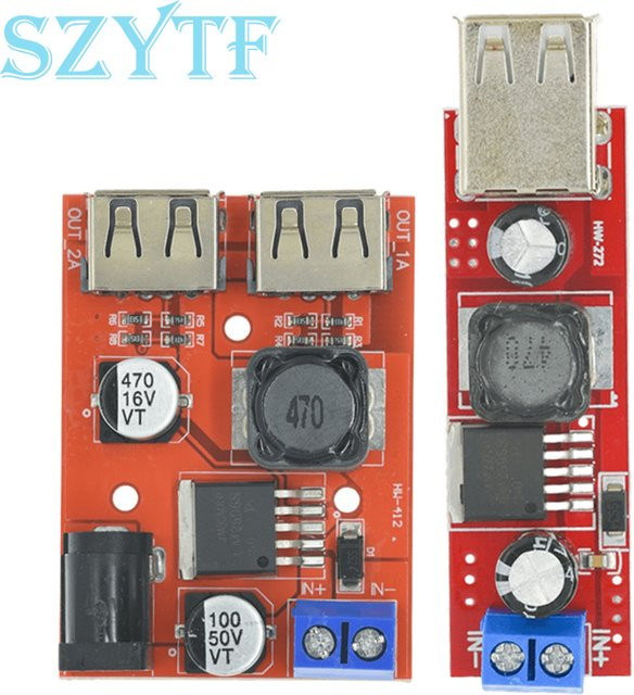 SZYTF LM2596 DC-DC Buck Konverter Modul mit Dual USB Ausgang und Schalter für 9V / 12V / 24V / 36V 3A Netzteil - Bild 1