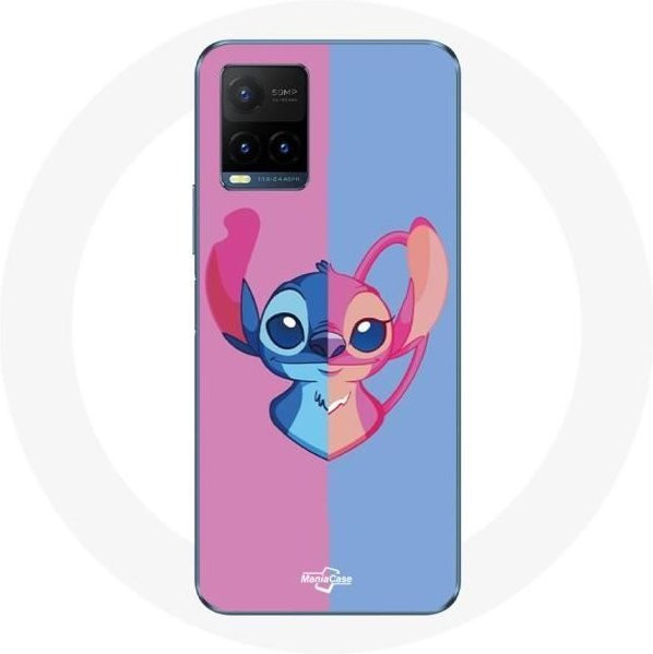 MANIACASE Handyhülle für Vivo Y21s 2021 und Vivo Y21 2021 mit Stitch und Engel Design in Blau und Rosa - Bild 1