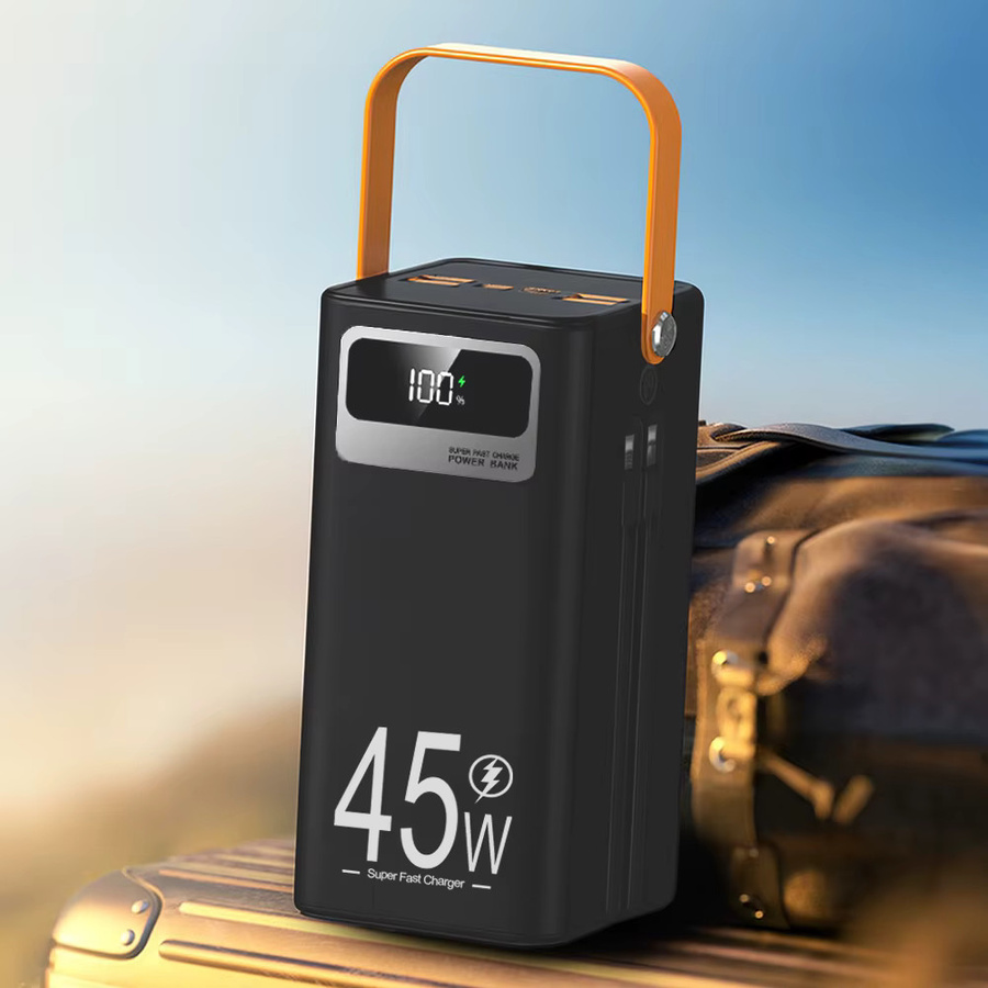 GerTong Powerbank 50000mAh mit 45W Schnellladung, digitale Anzeige und LED-Licht, Schwarz - Bild 8