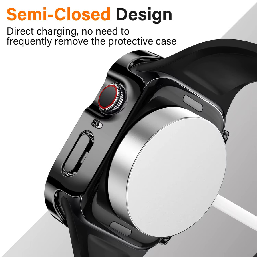 CRESTED Uhrenzubehör Abdeckung + Glas für Apple Watch, Silikon, Schwarz, Unisex - Bild 4
