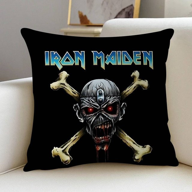 GUOYU HOMEDECOR Kissenbezug Band I-Iron M-Maiden Logo Design, Mehrfarbig, B/H: 45,72 x 45,72 cm - Bild 1