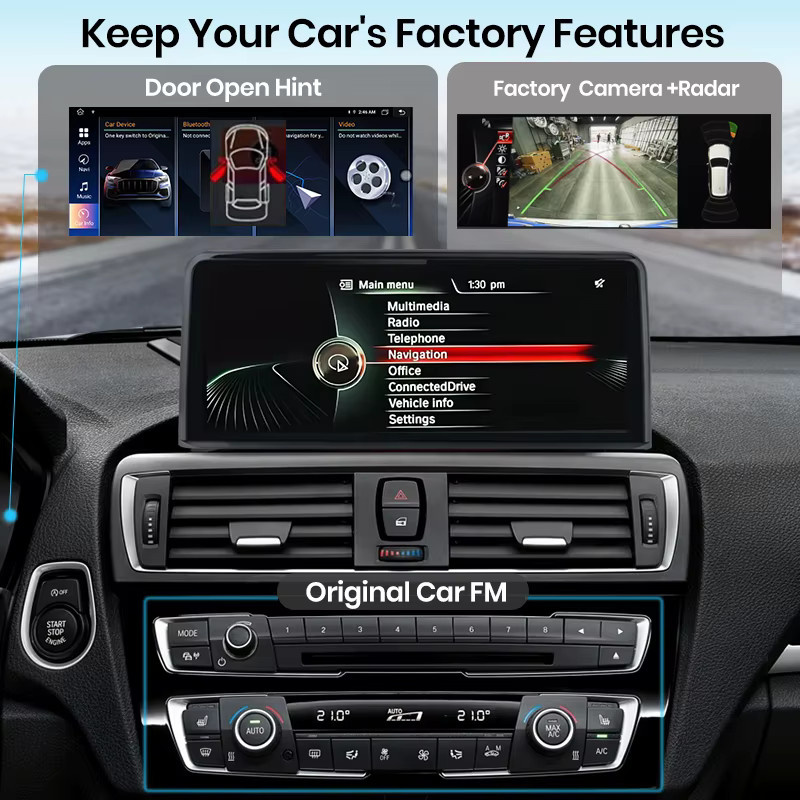 Junsun Kabelloses CarPlay und Android Auto Autoradio mit GPS und Wi-Fi für BMW 1er Serie E87 E81 E82 E88 (2004-2012) CCC/CIC System, Schwarz - Bild 4