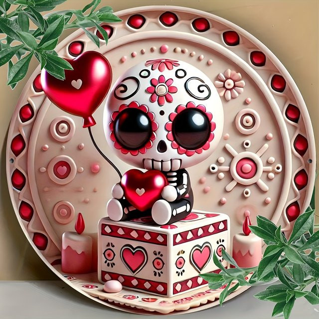 Potdemiel Zuckerschädel-Kranzschild Dia de los Muertos & Cinco de Mayo Dekoration, rund, Multicolour, Durchmesser: 20,3 cm - Bild 1
