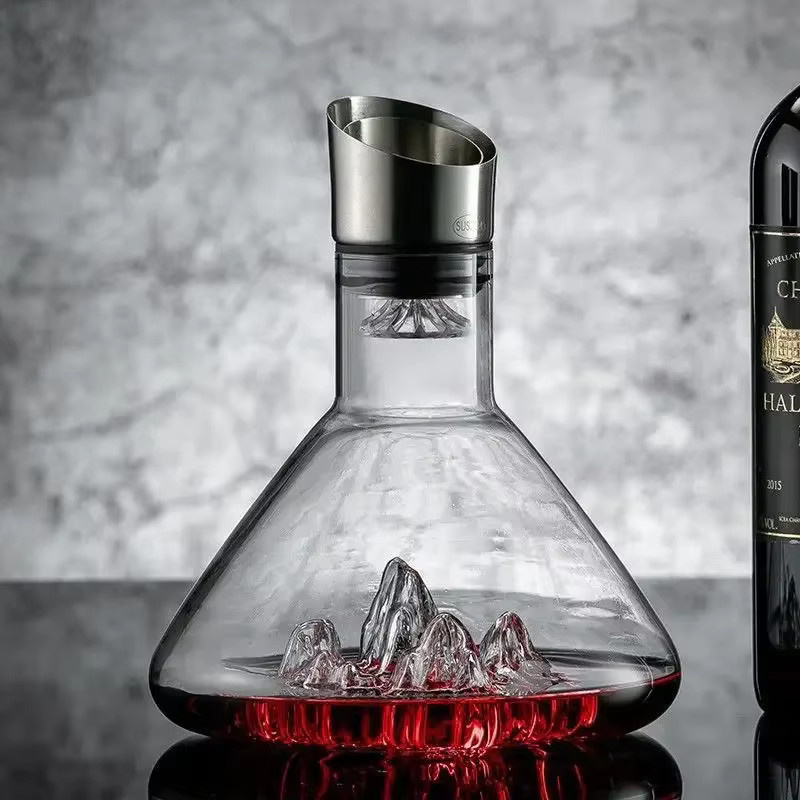 Handgemachter Kristall-Dekanter Eisberg aus bleifreiem Glas für Whisky und Wein, 1,5 l, transparent - Bild 4