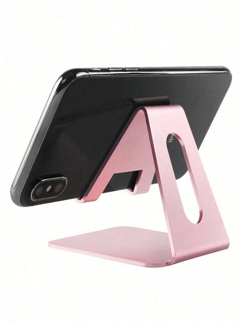 Minimalistischer universeller Smartphone-Halter aus Metall für deinen Desktop in Pink - Bild 1