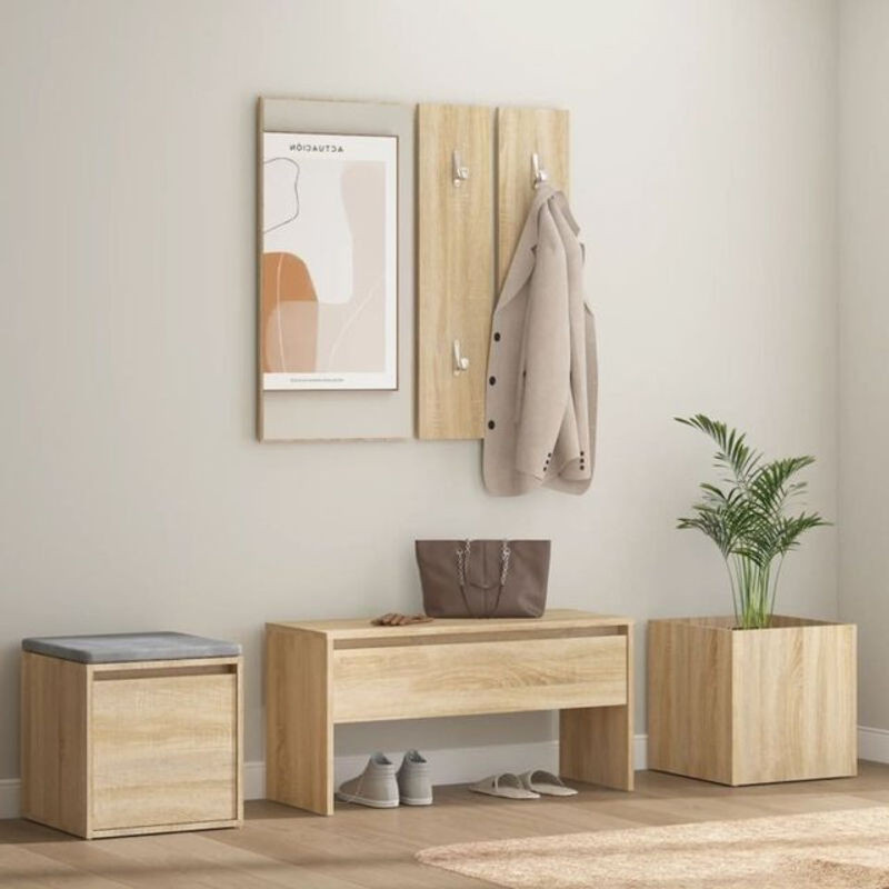 Garderoben-Set Vidaxl in Sonoma-Eiche und Beige im skandinavischen Design - Bild 1