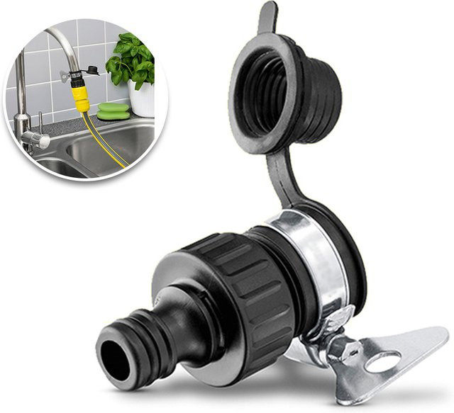 VIBRATITE Gewindeloser Schnellanschluss-Adapter für Gartenwasserleitungen, Quick Coupling Schlauchanschluss für die Gartenbewässerung, Schwarz - Bild 1
