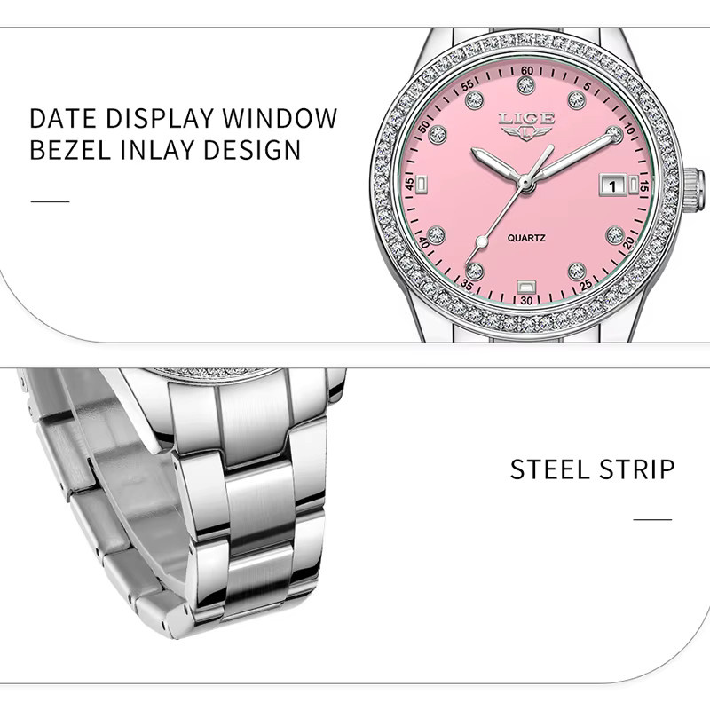 LIGE Armbanduhr Edelstahl, Quarz, Silber, Damen - Bild 2