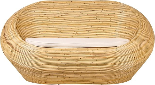Beliani Gartensofa aus Polyrattan in Beige mit Polsterung und Kissen, B/T/H: 180 x 110 x 88 cm - Bild 1