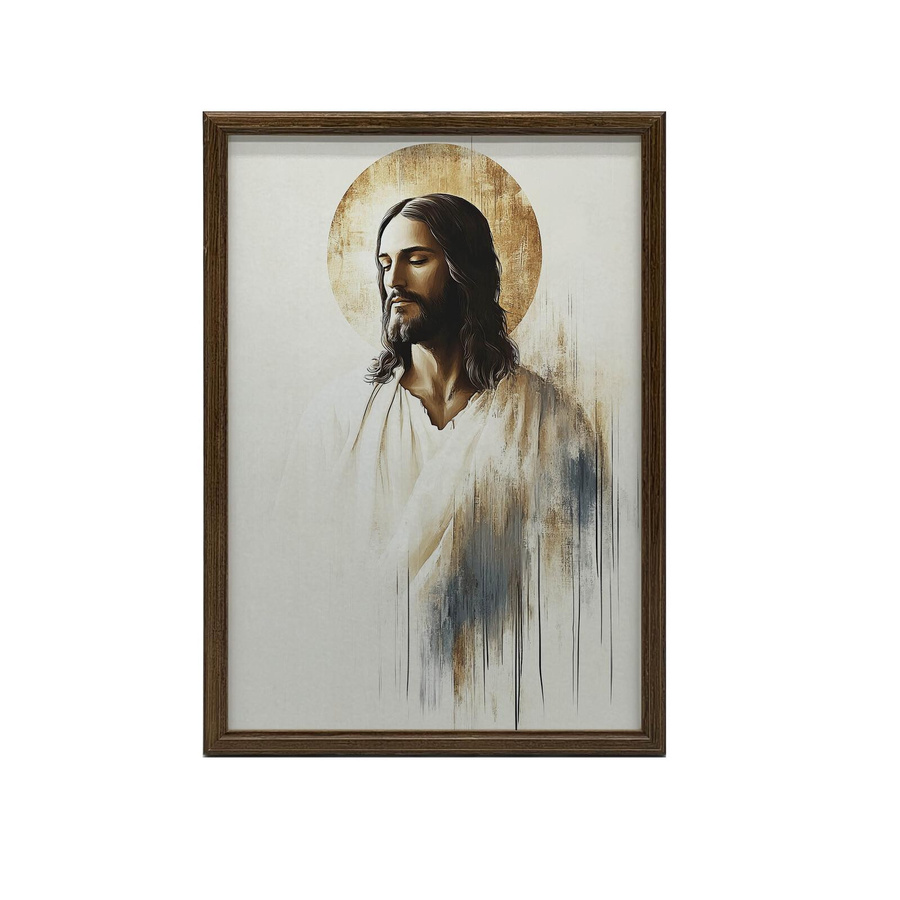 Jesus in der Stille Wandbild im schwarzen Aluminiumrahmen, Breite: 50 cm, Höhe: 70 cm - Bild 3