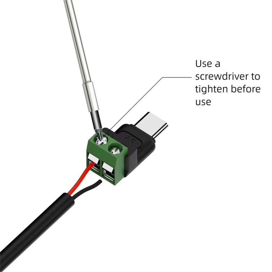 USB-C auf 2-Pin Schraubklemmenblock Adapter Typ-C Ladeanschluss Grün - Bild 3