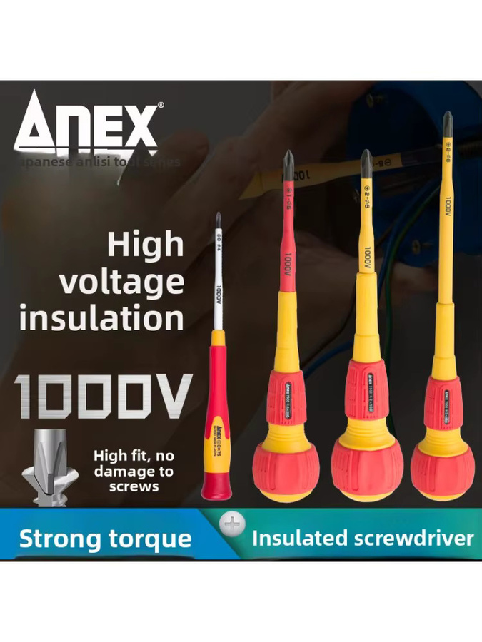 ANEX Japanischer Schraubendreher isoliert und stark magnetisch für professionelle Elektrikerarbeiten - Bild 3