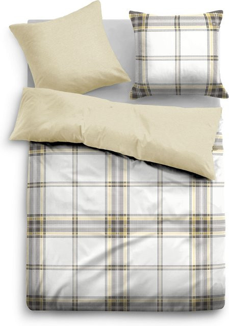 Tom Tailor Bettwäsche aus Mako-Satin mit Grafik-Design in Gelb und Weiß, bestehend aus Bettbezug und Kopfkissenbezug, B/H: 155 x 220 cm und 80 x 80 cm - Bild 1
