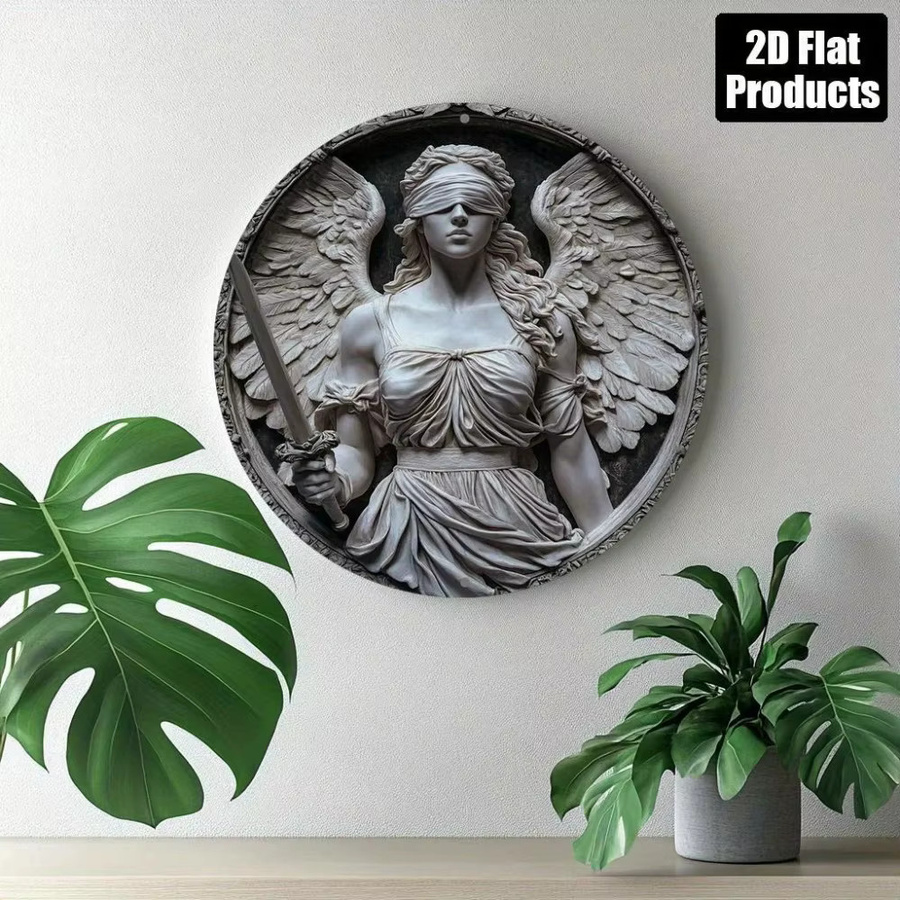 Rundes Aluminiumschild HELLOYOUNG Just Goddess of Justice in Grau als Wanddekoration mit Durchmesser: 20 cm - Bild 5
