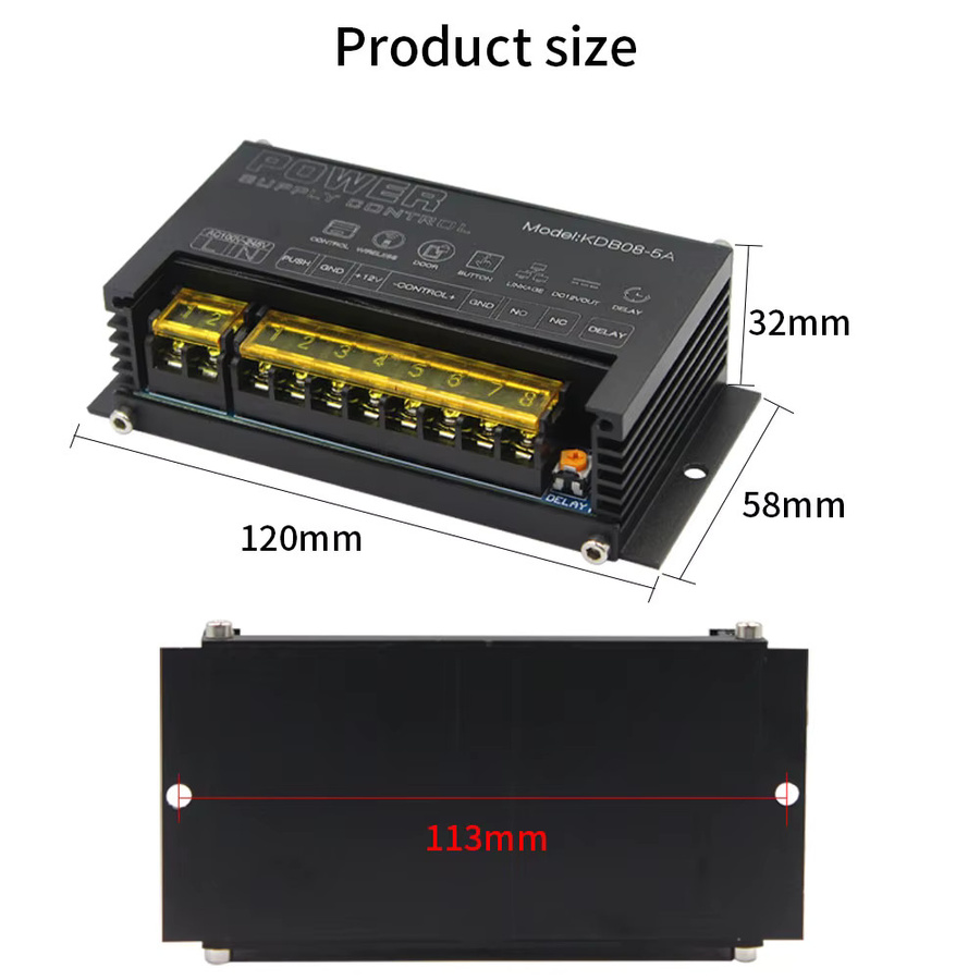 Asia-Teco 12V Relaisschalter-Netzteil für elektronische Zugangskontrollsysteme, PUSH COM GND 5A, Spannungswandler Regler, Schwarz - Bild 3