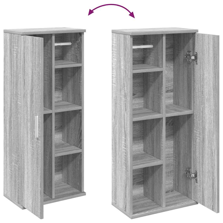 vidaXL Badezimmerschrank in Grau Sonoma mit Rollenhalter, B/T/H: 39 x 22 x 90 cm - Bild 3