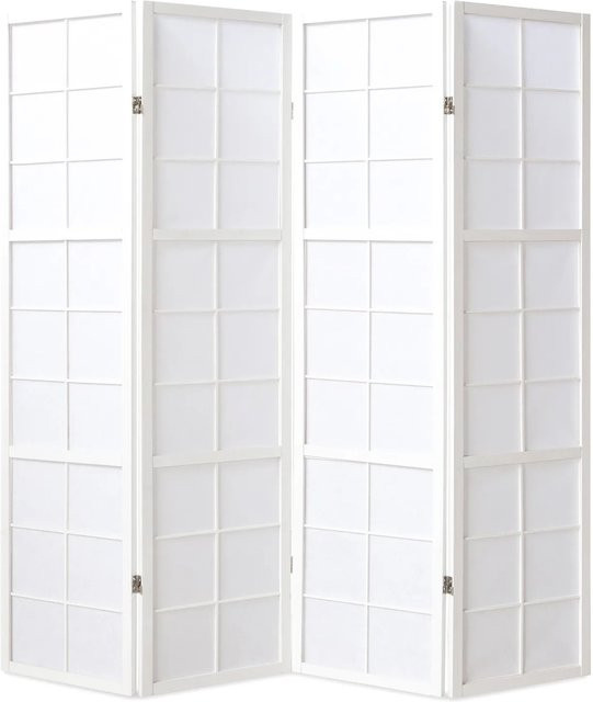 Homestyle4u 4-tlg. Shoji Paravent aus Holz und Reispapier in Weiß, H: 176 cm, B: 175 cm - Bild 1