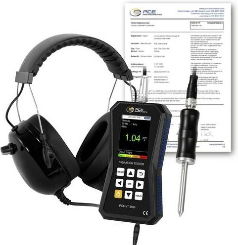 PCE Instruments Beschleunigungsaufnehmer PCE-VT 3850S-ICA in Schwarz inkl. ISO-Kalibrierzertifikat zur Prüfung von Maschinen und Anlagen - Bild 1