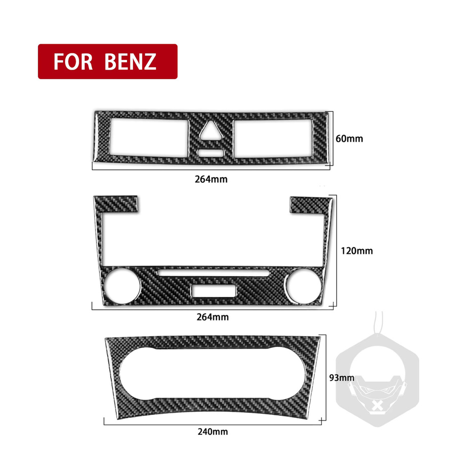 RRX CARBON Center Konsole Panel Abdeckung aus Real Carbon Fiber für Mercedes C Klasse W203, Schwarz - Bild 3