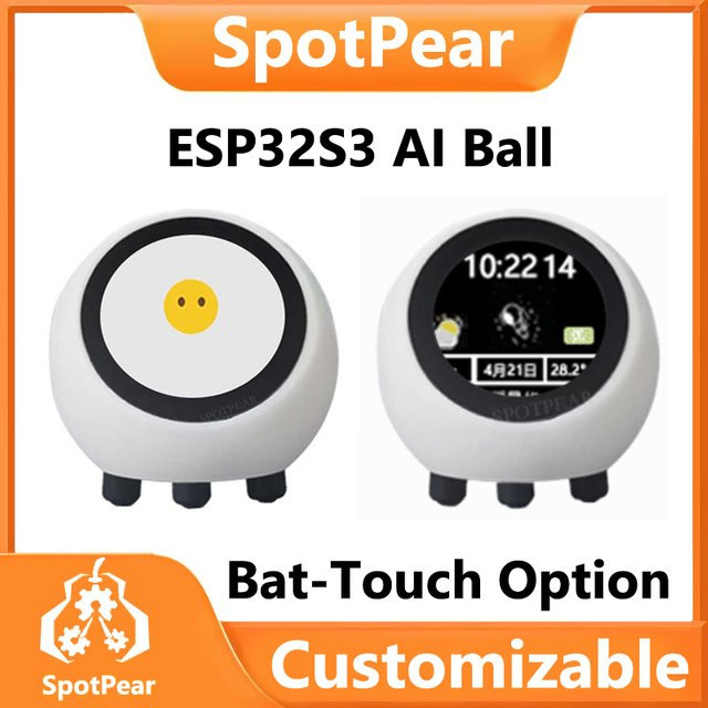 Spotpear DeepSeek KI-Sprachchat-Roboter mit 1,28-Zoll-LCD-Display ESP32-S3 N16R8 Elektronisches EYE-Display Desktop ESPHome-Assistent für XiaoZhi in Weiß - Bild 1