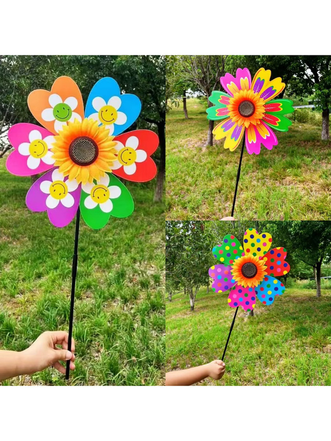 YLZSFC01 Sonnenblumen Wind Spinner aus Metall in Gelb und Multicolour als rotierendes Windrad zur Garten- und Rasendekoration - Bild 2
