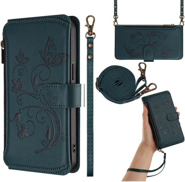 Leder Klapphülle für Xiaomi Poco X8 Pro Max X7 X6 X5 X4 X3 Neo GT NFC 5G mit Kartenfach und Portemonnaie in Grün - Bild 1