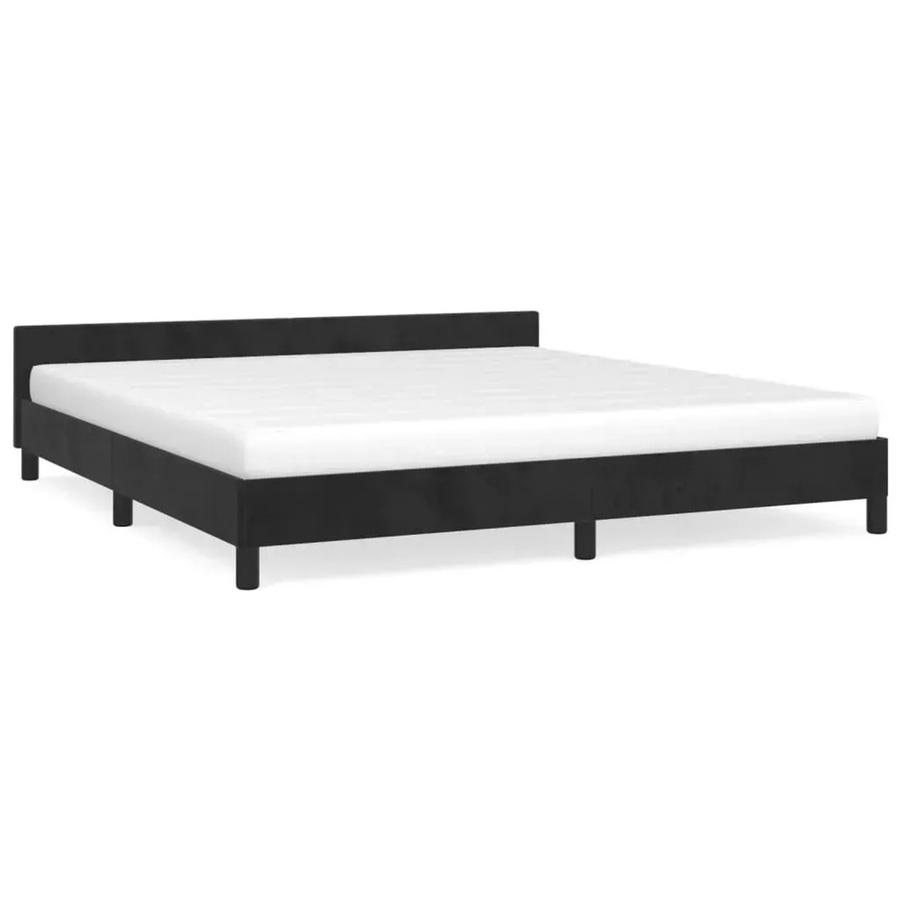 vidaXL Bettgestell mit Kopfteil aus Samt in Schwarz, B/T/H: 160 x 200 x 163 cm - Bild 2