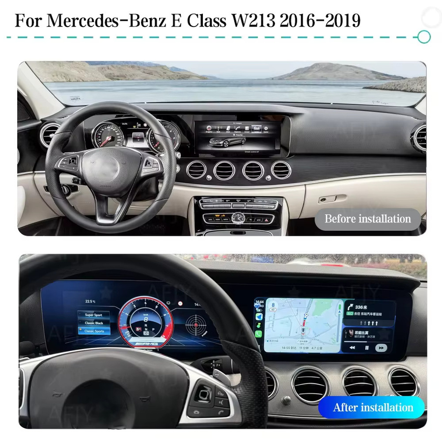 JYCC Digitales Kombiinstrument für Mercedes-Benz W213 mit Android 14, Tachometer, Radio, CarPlay, Android Auto und GPS in Schwarz, 12,3 Zoll - Bild 2