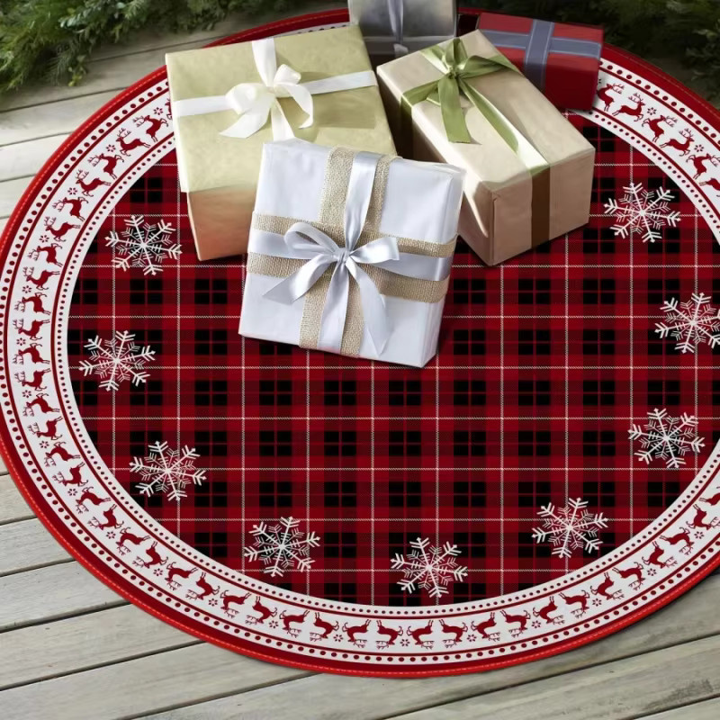 VIKAMA Weihnachts-Rock mit rotem Schottenkaro als Weihnachtsbaum-Dekoration für Zuhause, Wohnzimmer und Garten - Bild 2