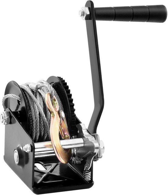 SucceBuy Heavy Duty Seilwinde mit 10 m Stahlseil und Zwei-Wege-Ratschenfunktion in Schwarz für Boote oder ATV - Bild 1