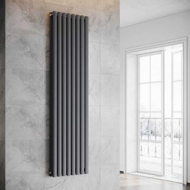 SONNI Röhrenheizkörper Handtuchheizkörper Wandmontage Anthrazit B: 180 cm, H: 47,2 cm, Mittelanschluss - Bild 1