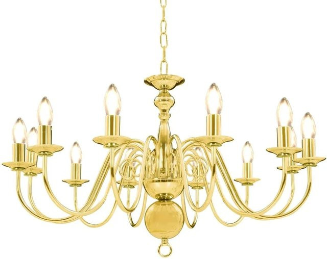 vidaXL Kronleuchter Gold aus Metall für Wohnzimmer und Esszimmer mit 12 E14-Fassungen - Bild 1