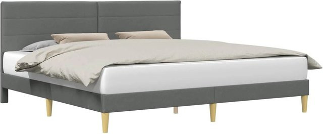 vidaXL Bettrahmen mit Kopfteil in Dunkelgrau aus Stoff, B/T: 180 x 200 cm - Bild 1