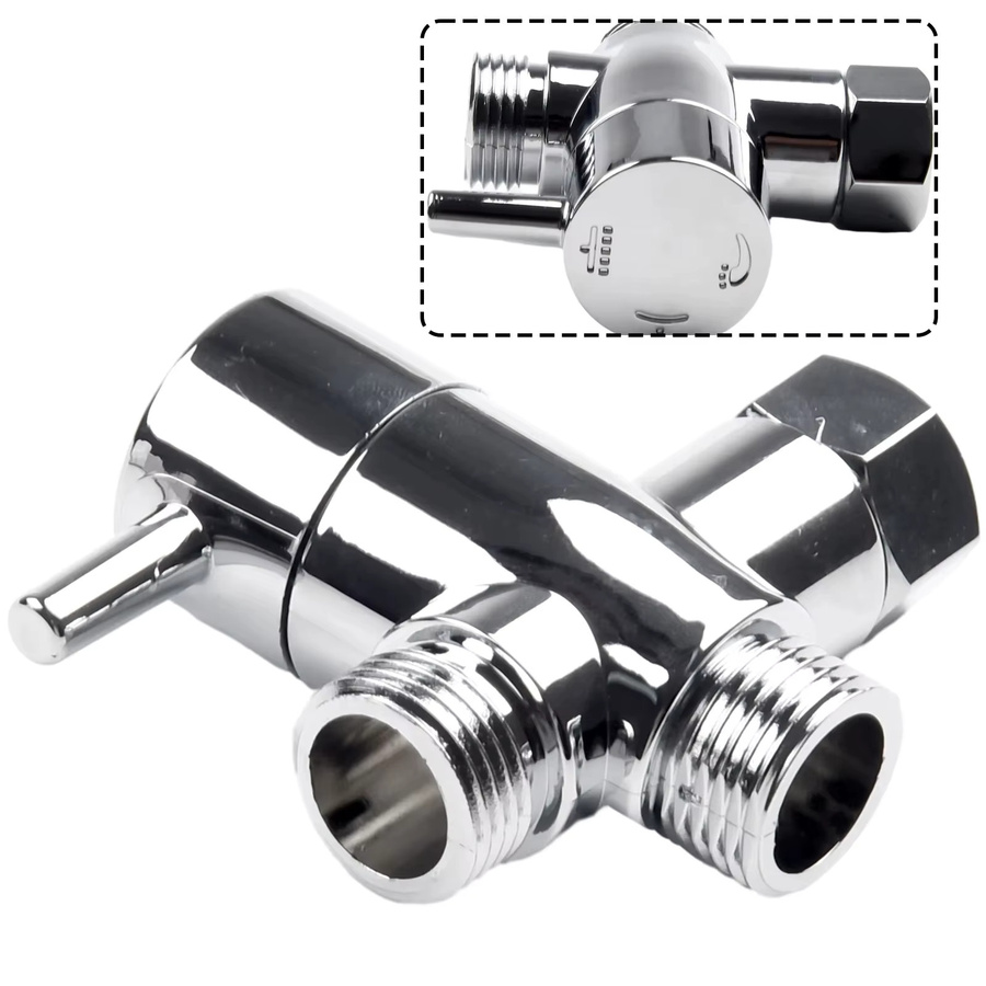 3-Wege-Duschkopf-Umstellventil mit Drei-Funktionen-Schalteradapter für G1/2 Anschluss, Badezimmerzubehör in Silber und Multicolor - Bild 5