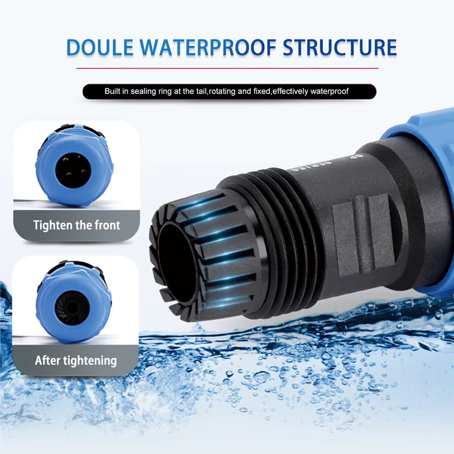DIY GO SP20 IP68 Wasserdichter Luftfahrtsteckverbinder Set mit Rückmutter für Panelmontage, Stecker und Buchse zum Schweißen, Blau - Bild 3